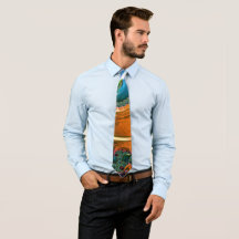 Orange Mandelbrot Wirbel Neck Tie