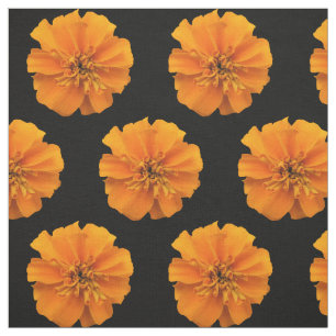 Orange Marigold Blume auf schwarz Stoff