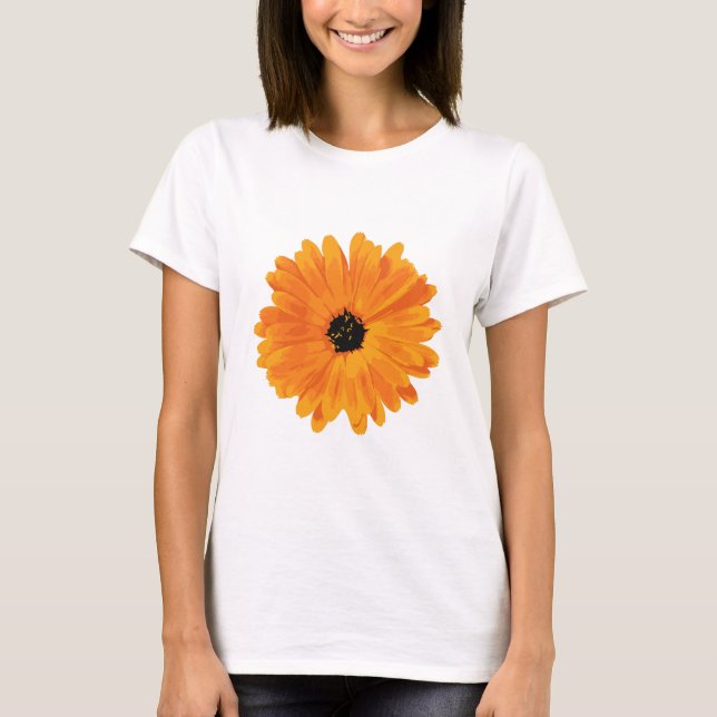 Orange Marigold Blume Graphic T Shirt. T-Shirt (Vorderseite)