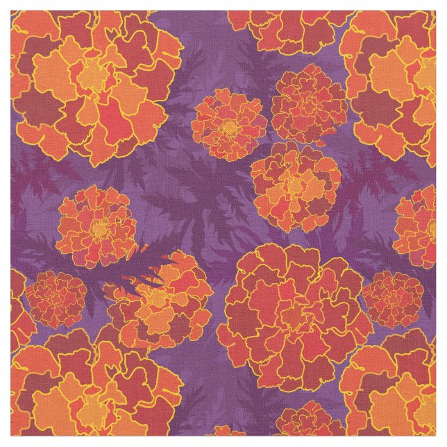Orange Marigold Blume Pattern Stoff (Nahaufnahme)