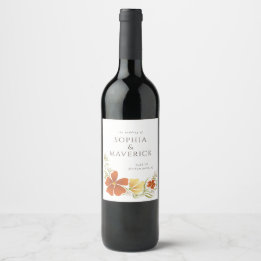 Orange & Marigold Bold Étiquette à vin Floral