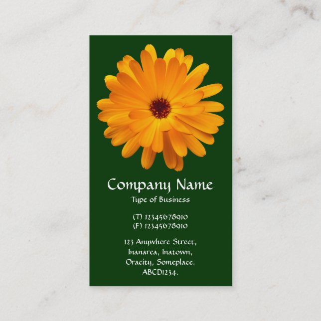 Orange Marigold - Dunkelgrün Visitenkarte (Vorderseite)