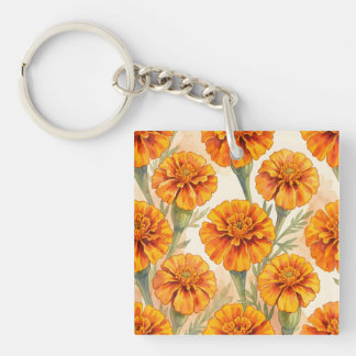 Orange marigold flowers pattern schlüsselanhänger