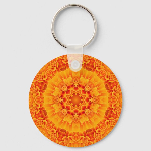 Orange Marigold Mandala Schlüsselkette Schlüsselanhänger (Vorderseite)