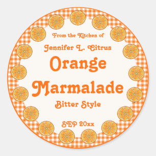 Orange Marmalade auf Gingham Runder Aufkleber