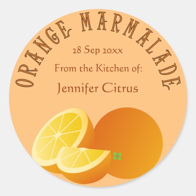 Orange Marmalade - individuell anpassbare Lebensmi Runder Aufkleber (Vorderseite)