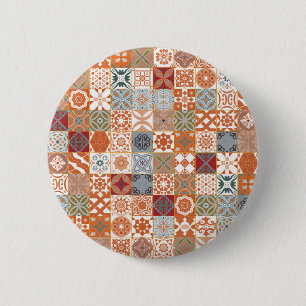 Orange marokkanische Fliese Button