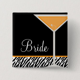 Orange Martini- und Zebra-Muster Button