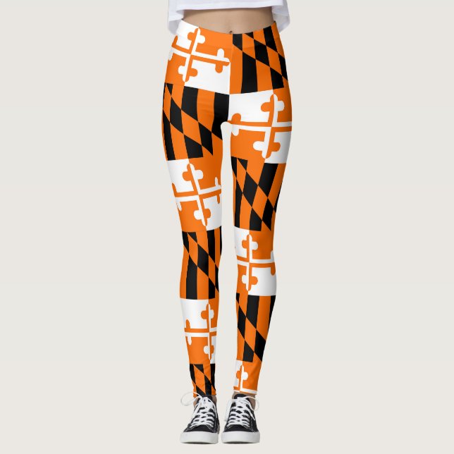 Orange Maryland-Flaggen-Leggings-Yoga-Hosen Leggings (Vorderseite)