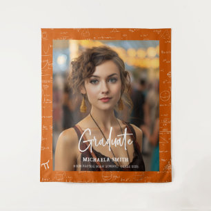 Orange Mathe-Handschrift-Skript-Foto-Abschluss Wandteppich