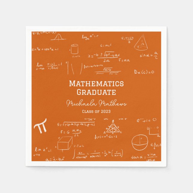 Orange Mathematics Graduate Class of Graduation Serviette (Vorderseite)