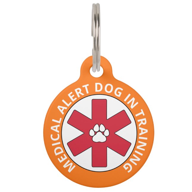 Orange Medical Alert Hund in Training Haustiermarke (Vorderseite)