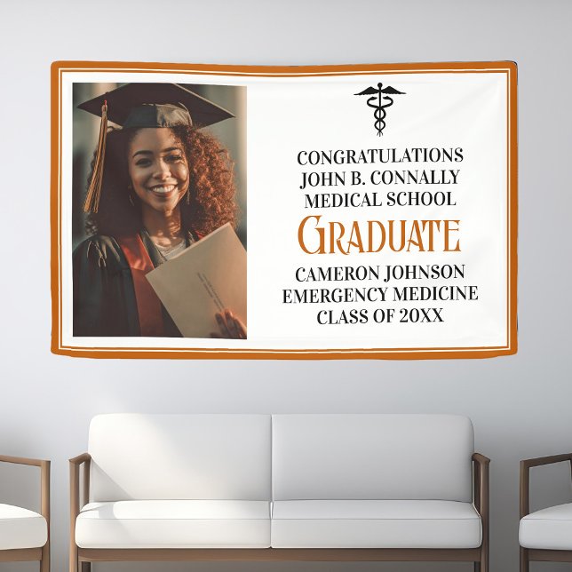 Orange Medical School Foto Graduation Party Banner (Von Creator hochgeladen)