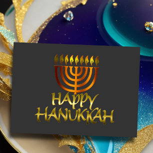 Orange Menorah Flames Happy Hanoukka Card