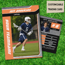 Orange Metall Lacrosse Spieler Tauschkarte Telefonnummerkarte