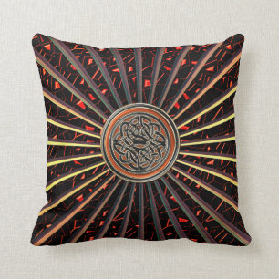 Orange metallisches Bronzekissen mit keltischem Kissen