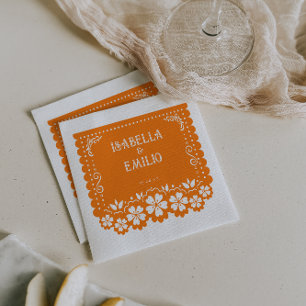 Orange   Mexikanisches Papel Picado Hochzeit Serviette
