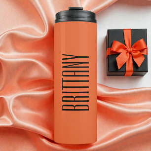 Orange Minimal Brautjungfer Personalisierter Name  Thermosbecher