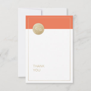 Orange minimalistische moderne Hochzeit danke