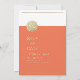 Orange minimalistische moderne Hochzeit speichern  Save The Date
