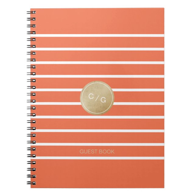 Orange minimalistisches modernes Gästebuch Notizblock (Vorderseite)