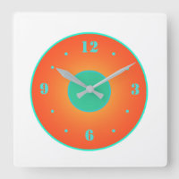 Orange mit Aqua Green auf weißer Hintergrunduhr