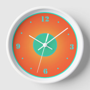 Orange mit Aqua Green auf weißer Hintergrunduhr Uhr