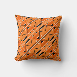 Orange mit Beige, schwarze Formen, diagonal Kissen
