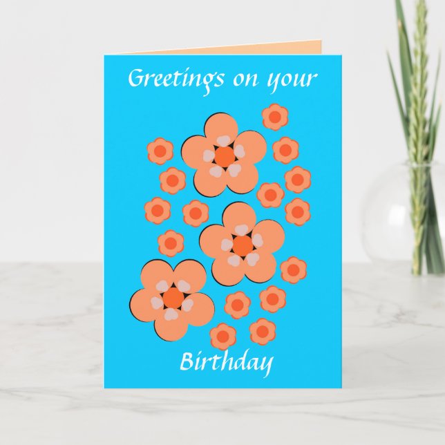 Orange mit BlumenGeburtstagskarten Karte (Vorderseite)