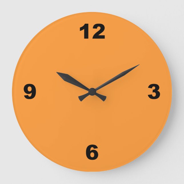 Orange mit großer schwarzer Wall-Uhr Große Wanduhr (Vorderseite)