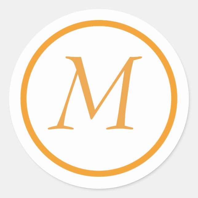 Orange Mit Monogramm Sticker (Vorderseite)
