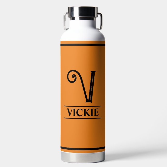 Orange Mit Monogramm Trinkflasche (Vorderseite)