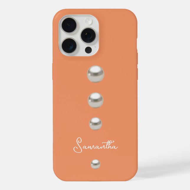 Orange mit Perlen iPhone 15 Pro Max Hülle (Rückseite)