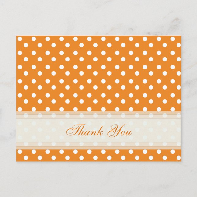 Orange mit weißem Polka Dot Vielen Dank Karten (Vorderseite)