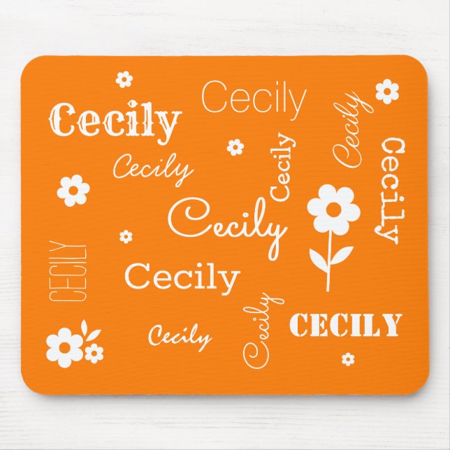 Orange mit weißen Blume, individuell auf die Maus  Mousepad (Vorne)