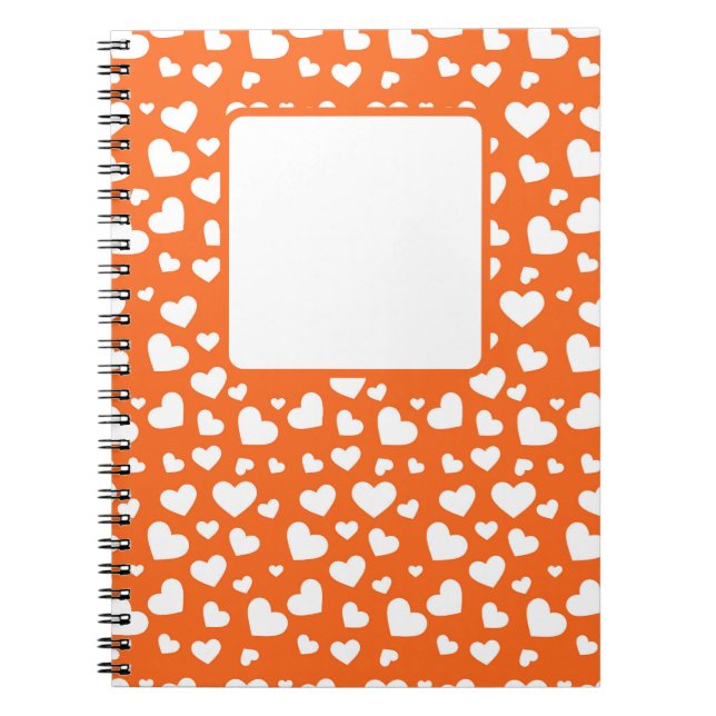 ORANGE MIT WEISSEN VALENTINEN LIEBE HERZEN NOTIZBLOCK (Vorderseite)