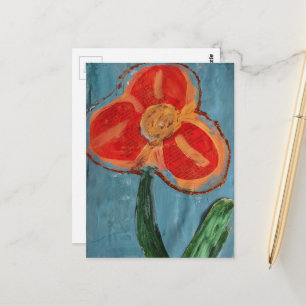 Orange Mixed Media Blume Postkarte