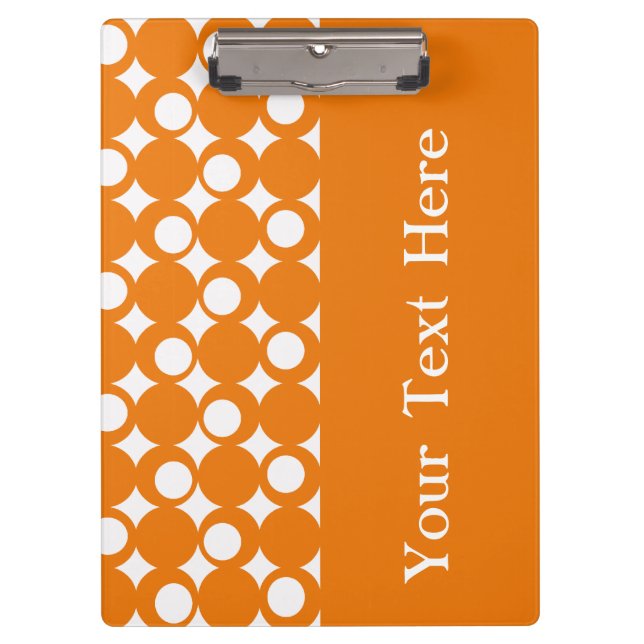 Orange Mod Ball Design mit benutzerdefiniertem Tex Klemmbrett (Vorderseite)