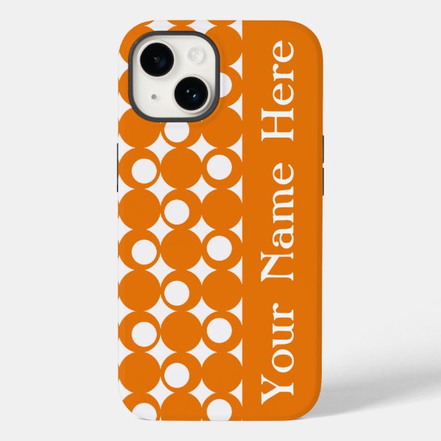 Orange Mod Ball Design mit Namen Case-Mate iPhone Hülle (Rückseite)