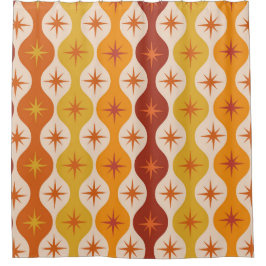 Orange Mod Stars aus der Mitte des Jahrhunderts au Duschvorhang