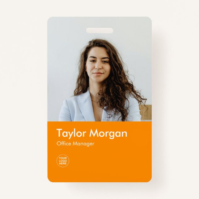 Orange Modern Business ID Card | Mitarbeiter-Abzei Ausweis (Vorderseite)