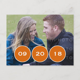 Orange Modern Circles Foto Save the Date Postkarte