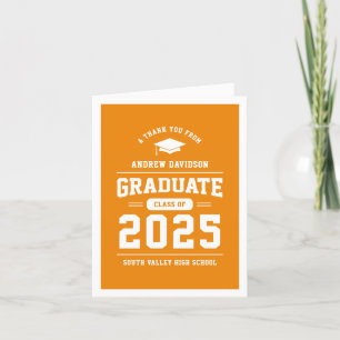 Orange Modern Class of 2025 Abschluss Blank Dankeskarte