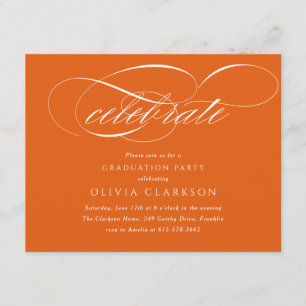 Orange Modern Elegante Script Graduation Party Begleitkarte