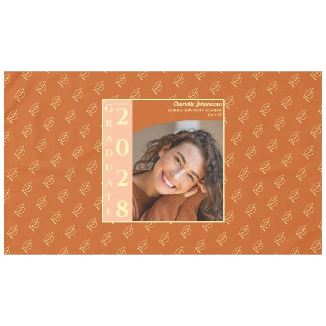 Orange Modern Graduation Photo Cap Pattern Tischdecke (Vorderseite (Horizontal))