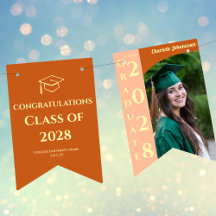 Orange Modern Graduation Photo Congratulations