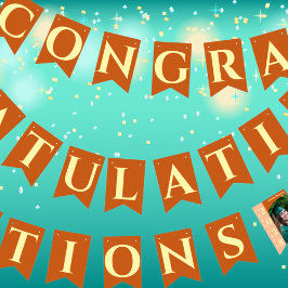 Orange Modern Graduation Photo Congratulations Wimpelkette