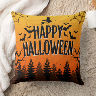 Orange Modern Happy Halloween Kissen