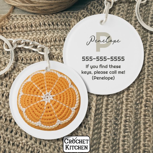 Orange Modern Minimal Frische Crochet Orange Slice Schlüsselanhänger (Von Creator hochgeladen)