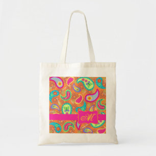 Orange Modern Paisley Whimsy Pattern Tragetasche